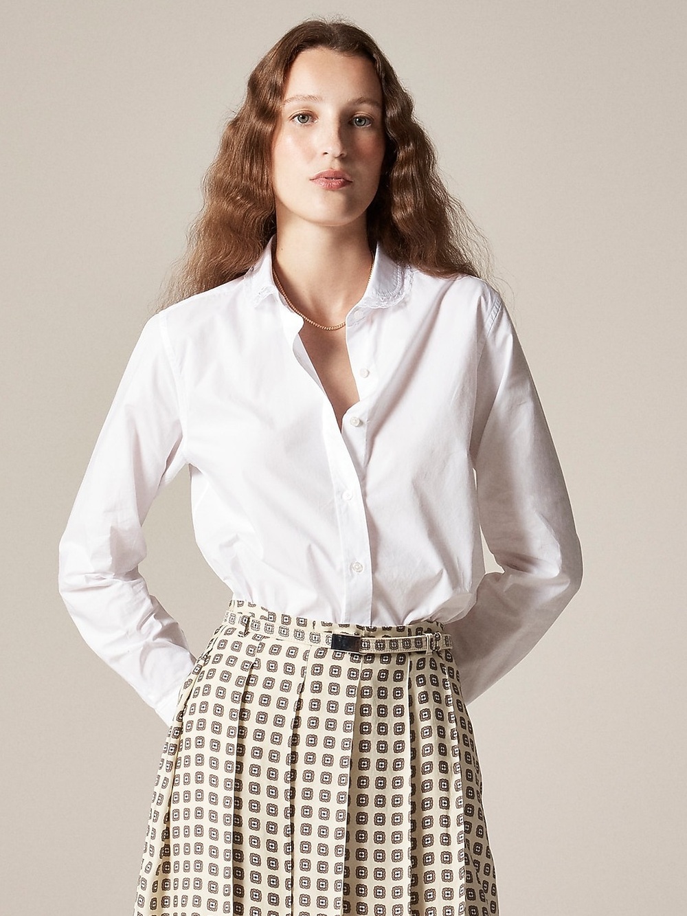 J. Crew Jules lace-collar shirt in cotton poplin NWT